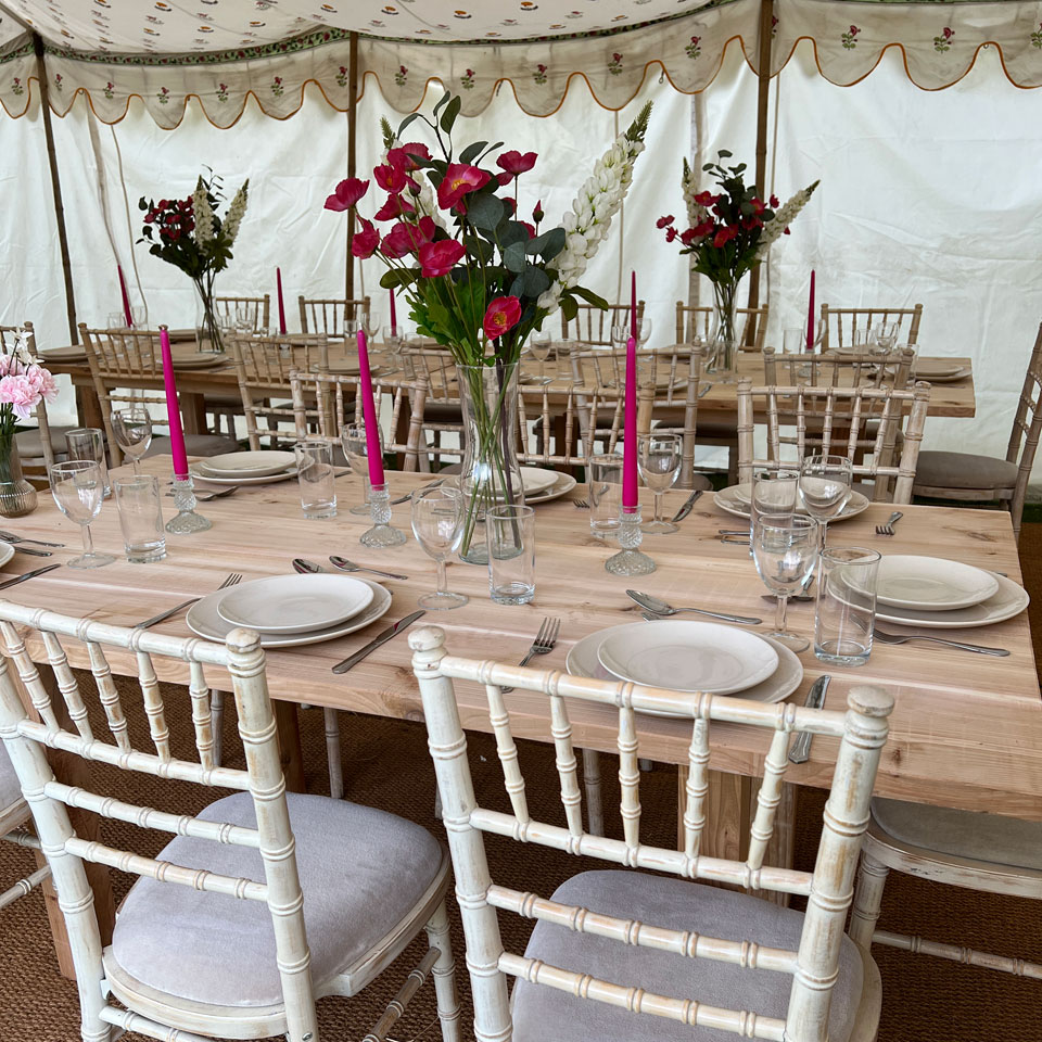 Furniture table and chair hire for weddings, corporate events, parties